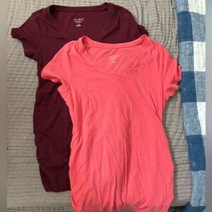 Isabel Maternity Tee Bundle - Maroon and Melon